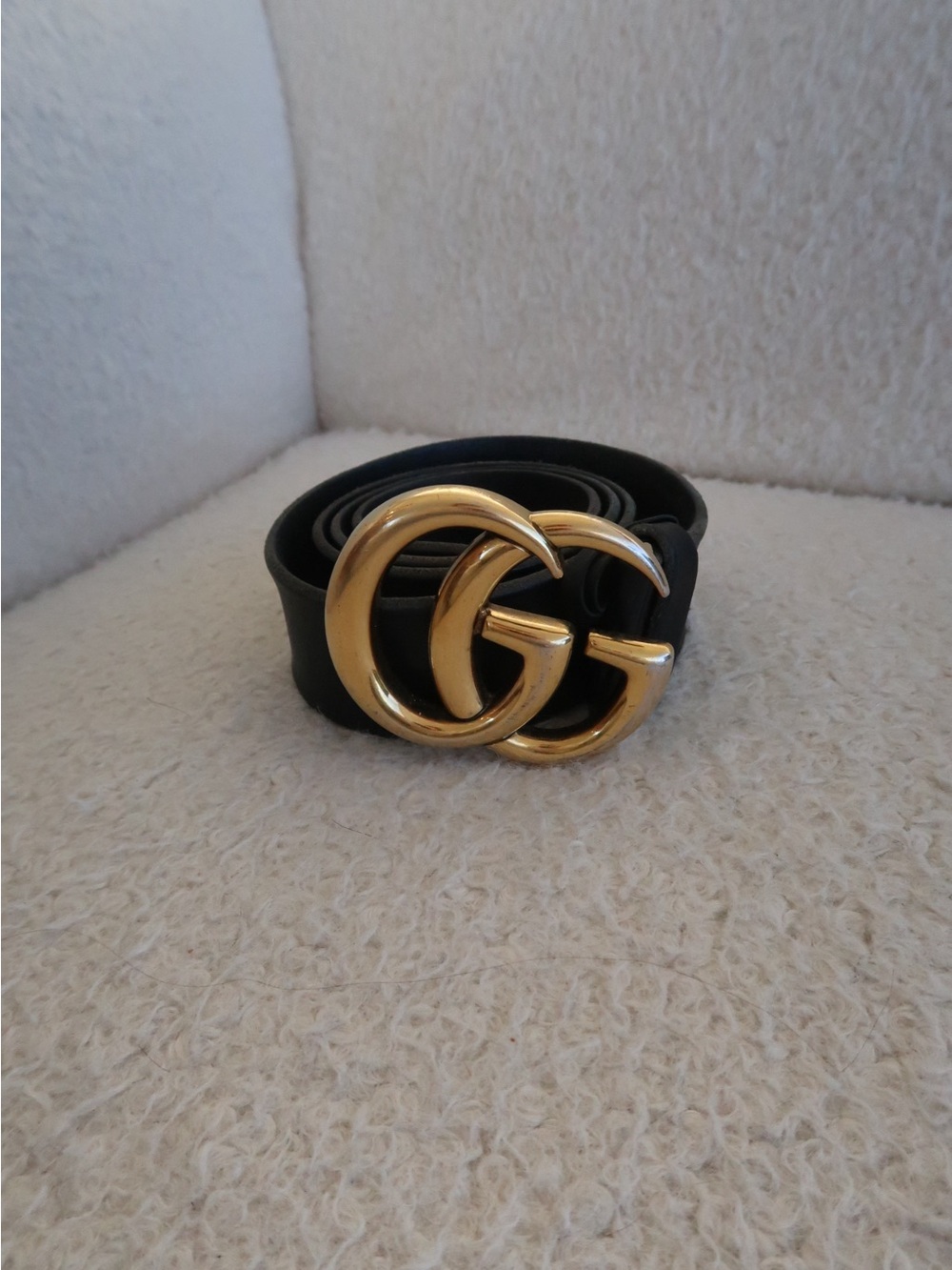 Gucci Black Leather Belt with Gold Double G Buckle